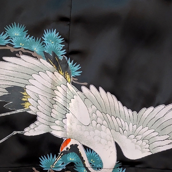 Nasty Gal NWT Black Satin Bird Embellished Wide Leg Cargo Pants Size 14 - Picture 5 of 9